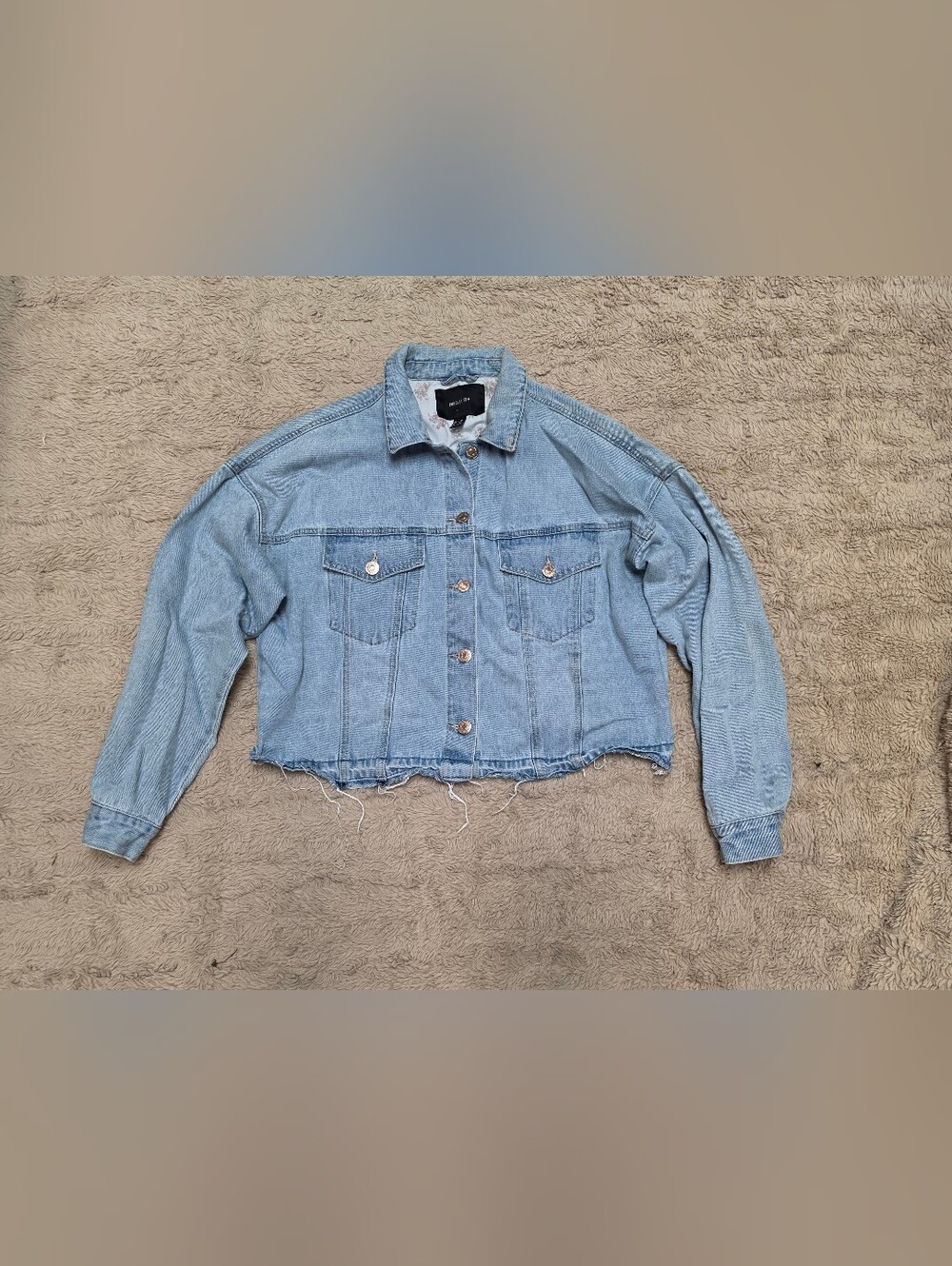 Forever 21 Light Blue Cropped Denim Jacket, Size XL